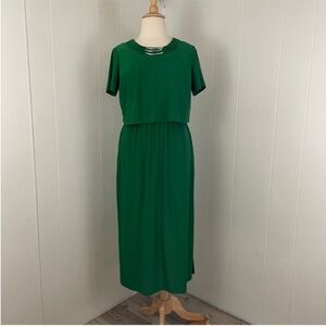 Vintage Petite Jersey Short Sleeve Tired Crew Neck‎ Maxi Dress